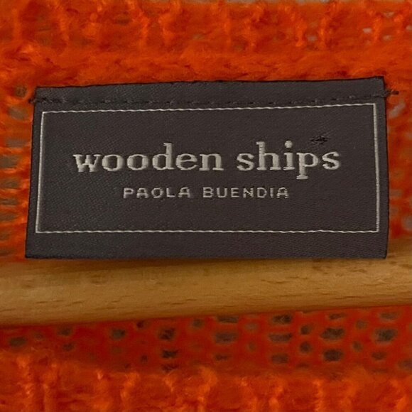 Wooden Ships Womens Mohair Wool Blend Sweater Size S/M Orange Hi Low Hem Sailing - Picture 4 of 5